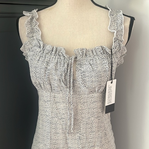 NWT Stone Cold Fox Maxi Dress Light Blue Ink Dot Pattern, Size M/L, 100% Silk - Picture 6 of 9